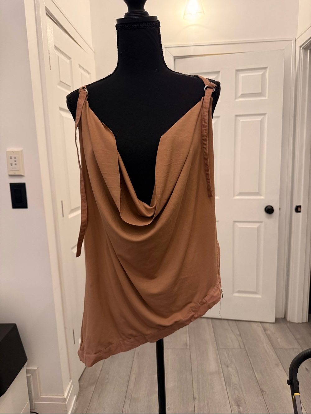 Zara Tie-Shoulder Cowl Neck Camisole - Brown